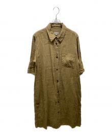 MARGARET HOWELL（マーガレットハウエル）の古着「リネンシャツワンピース　578-0158607」｜ベージュ