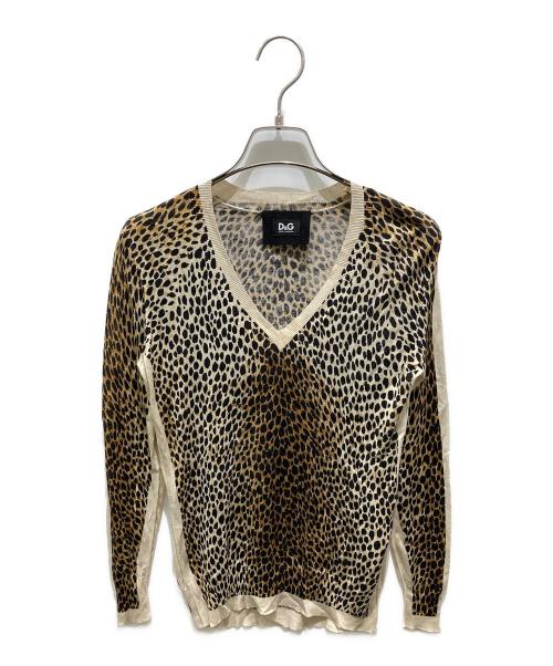 DOLCE & GABBANA（ドルチェ＆ガッバーナ）DOLCE & GABBANA (ドルチェ＆ガッバーナ) レオパードシルクVネックニット イエロー サイズ:36の古着・服飾アイテム