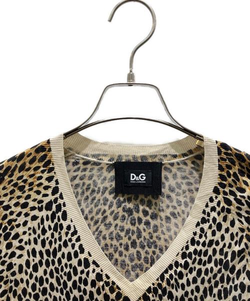 DOLCE & GABBANA（ドルチェ＆ガッバーナ）DOLCE & GABBANA (ドルチェ＆ガッバーナ) レオパードシルクVネックニット イエロー サイズ:36の古着・服飾アイテム