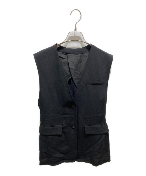 ESTNATION（エストネーション）ESTNATION (エストネーション) リネンロングジレ ブラック サイズ:38の古着・服飾アイテム