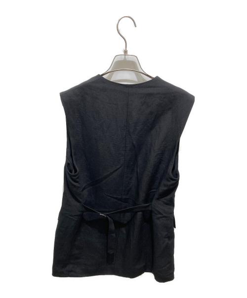 ESTNATION（エストネーション）ESTNATION (エストネーション) リネンロングジレ ブラック サイズ:38の古着・服飾アイテム