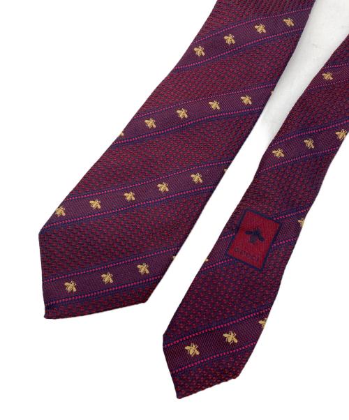GUCCI（グッチ）GUCCI (グッチ) 総柄シルクネクタイ レッド サイズ:記載無しの為実寸参照の古着・服飾アイテム
