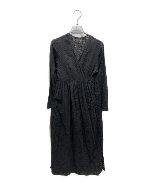 ne quittez pas（ヌキテパ）ne quittez pas (ヌキテパ) へムラミックスカシュクールガウン ブラック サイズ:記載無しの為実寸参照の古着・服飾アイテム