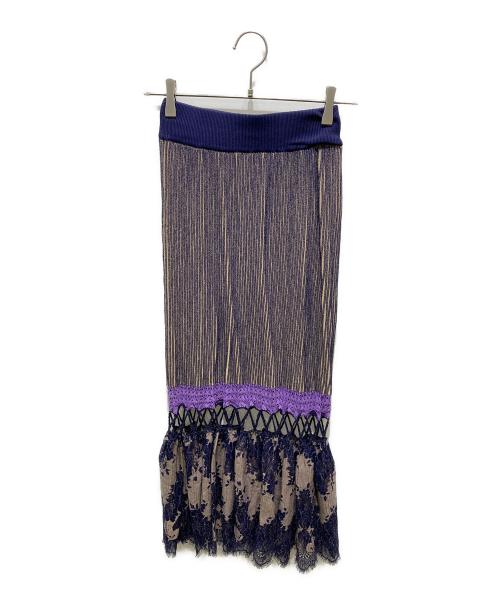 Ameri（アメリ）Ameri (アメリ) SCALLOP LACE KNIT SKIRT ネイビー サイズ:Sの古着・服飾アイテム