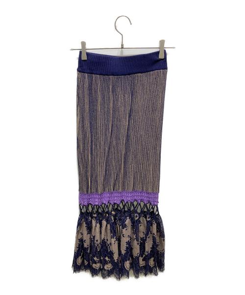 Ameri（アメリ）Ameri (アメリ) SCALLOP LACE KNIT SKIRT ネイビー サイズ:Sの古着・服飾アイテム