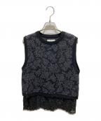 Ameriアメリ）の古着「LACE COMBINE JACQUARD KNIT」｜ブラック