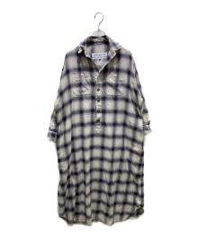 BLUEBIRD BOULEVARD（ブルーバードブルバード）の古着「オンブレチェックシャツワンピース」｜グレー