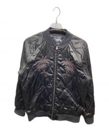 stussy（ステューシー）の古着「Satin Palm Souvenir Jacket」｜ブラック