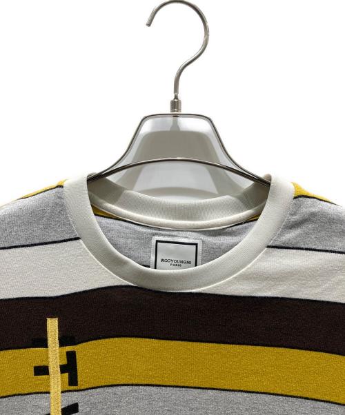 WOO YOUNG MI（ウーヨンミ）WOO YOUNG MI (ウーヨンミ) ボーダーTシャツ ホワイト×ブラウン サイズ:46の古着・服飾アイテム