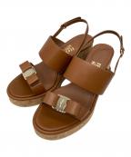Salvatore Ferragamoサルヴァトーレ フェラガモ）の古着「ウェッジソールサンダル　ヴァラリボン　GIUDITH」｜ブラウン