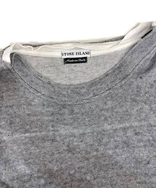 STONE ISLAND（ストーンアイランド）STONE ISLAND (ストーンアイランド) リネン混半袖Tシャツ　STONE ISLAND COMPACT グレー サイズ:Lの古着・服飾アイテム