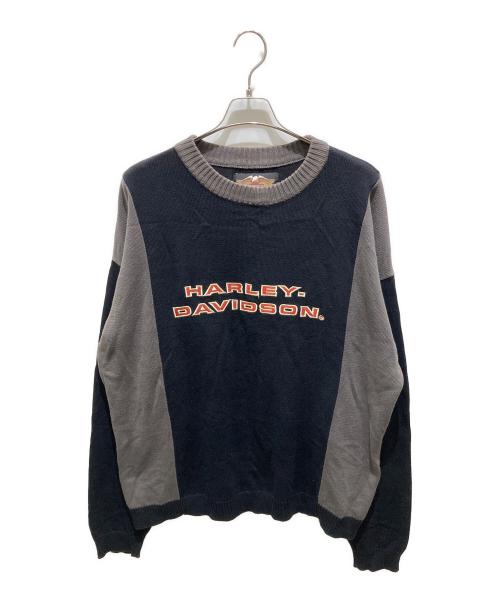 HARLEY-DAVIDSON（ハーレーダビッドソン）HARLEY-DAVIDSON (ハーレーダビッドソン) コットンクルーネックニット ブラック サイズ:XXLの古着・服飾アイテム