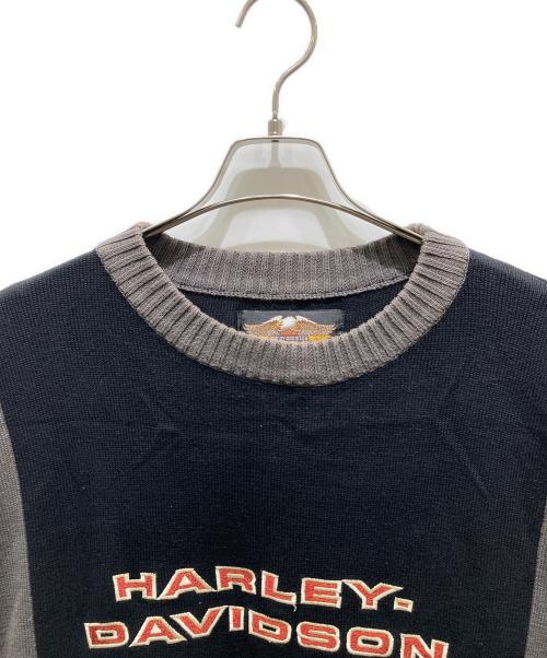 HARLEY-DAVIDSON（ハーレーダビッドソン）HARLEY-DAVIDSON (ハーレーダビッドソン) コットンクルーネックニット ブラック サイズ:XXLの古着・服飾アイテム