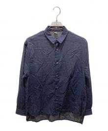 BLACK BRICK（ブラックブリック）の古着「Air Hybrid Merino Band Collar Shirt」｜ネイビー