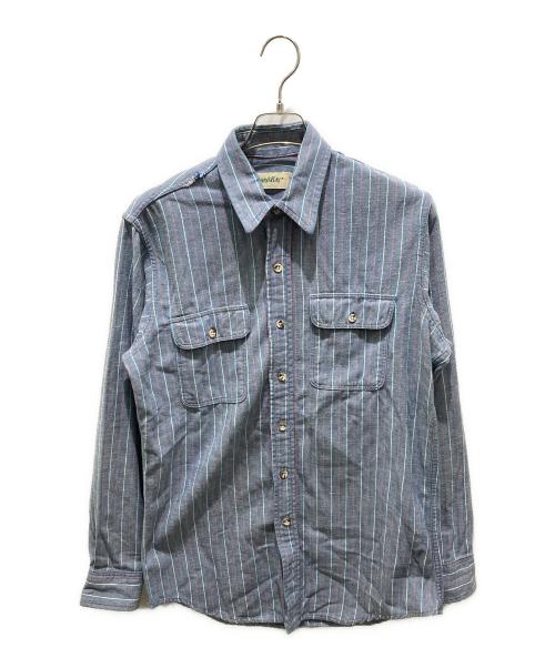ST JOHN'S BAY（セントジョンズベイ）ST JOHN'S BAY (セントジョンズベイ) ストライプシャツ ブルー サイズ:Mの古着・服飾アイテム