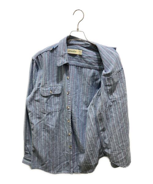 ST JOHN'S BAY（セントジョンズベイ）ST JOHN'S BAY (セントジョンズベイ) ストライプシャツ ブルー サイズ:Mの古着・服飾アイテム