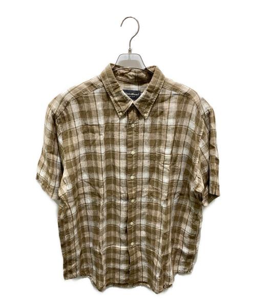 Eddie Bauer（エディーバウアー）Eddie Bauer (エディーバウアー) リネンチェックBDシャツ オリーブ サイズ:XLの古着・服飾アイテム