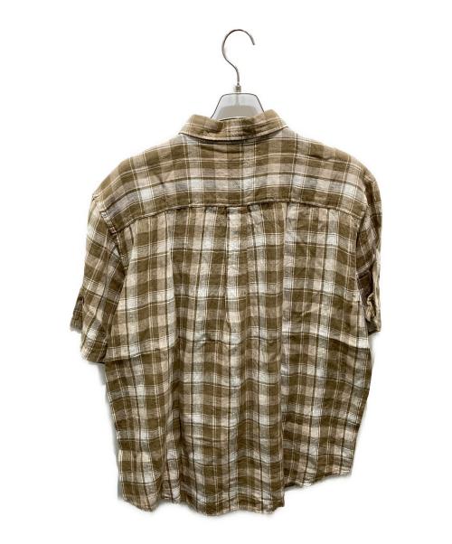 Eddie Bauer（エディーバウアー）Eddie Bauer (エディーバウアー) リネンチェックBDシャツ オリーブ サイズ:XLの古着・服飾アイテム