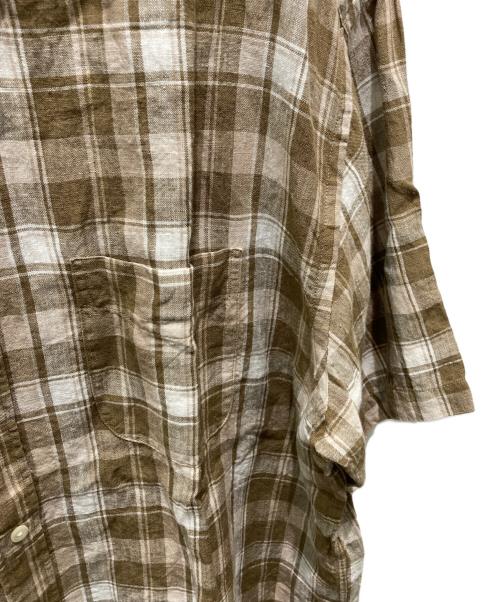 Eddie Bauer（エディーバウアー）Eddie Bauer (エディーバウアー) リネンチェックBDシャツ オリーブ サイズ:XLの古着・服飾アイテム