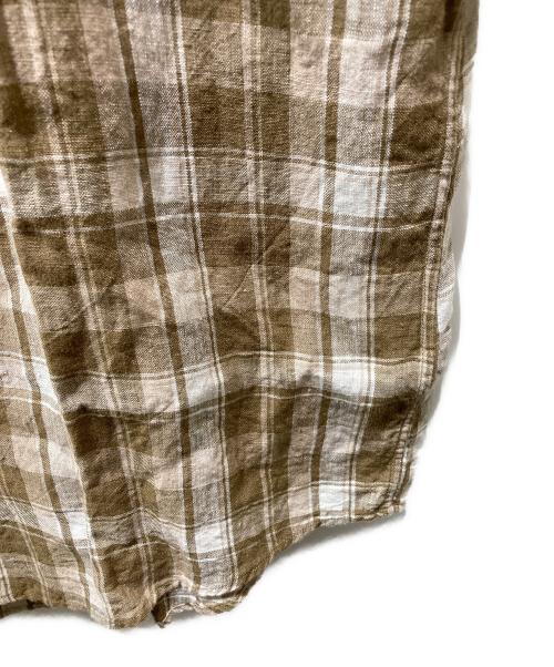 Eddie Bauer（エディーバウアー）Eddie Bauer (エディーバウアー) リネンチェックBDシャツ オリーブ サイズ:XLの古着・服飾アイテム