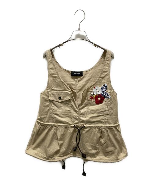 DSQUARED2（ディースクエアード）DSQUARED2 (ディースクエアード) ワンポイント花柄ベスト ベージュ サイズ:42の古着・服飾アイテム