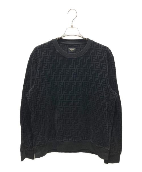 FENDI（フェンディ）FENDI (フェンディ) ズッカ柄 FFロゴ 長袖スウェット ブラック サイズ:Lの古着・服飾アイテム