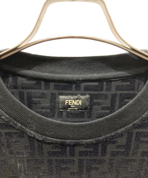 FENDI（フェンディ）FENDI (フェンディ) ズッカ柄 FFロゴ 長袖スウェット ブラック サイズ:Lの古着・服飾アイテム