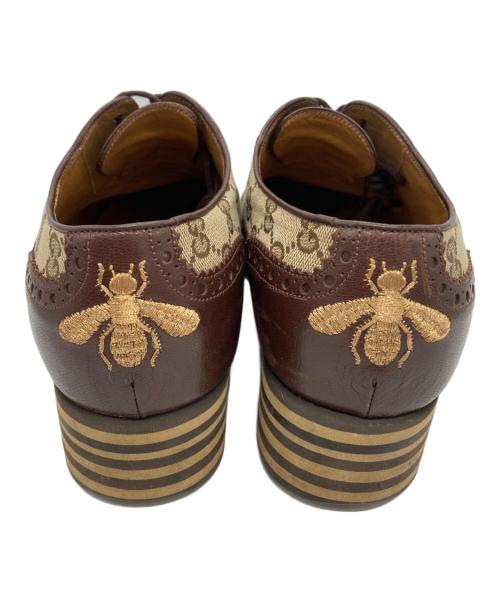 GUCCI（グッチ）GUCCI (グッチ) GGキャンバス切替フリンジヒールシューズ ブラウン サイズ: 6 1/2の古着・服飾アイテム