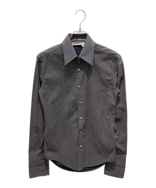 Yves Saint Laurent（イヴサンローラン）Yves Saint Laurent (イヴサンローラン) ドットダブルカフスシャツ ブラック サイズ:記載無しの為実寸参照の古着・服飾アイテム
