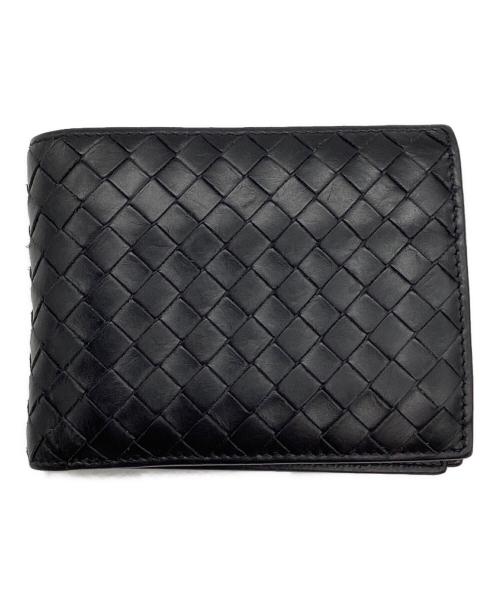 BOTTEGA VENETA（ボッテガベネタ）BOTTEGA VENETA (ボッテガベネタ) イントレチャート2つ折り財布 ブラックの古着・服飾アイテム