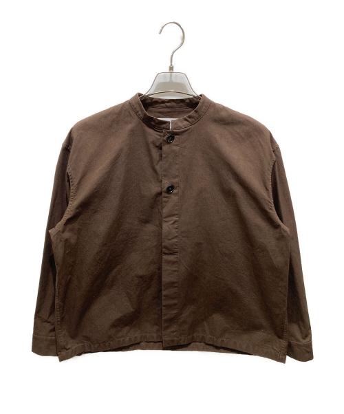 JIL SANDER+（ジルサンダープラス）JIL SANDER+ (ジルサンダープラス) バンドカラーシャツ ブラウン サイズ:34の古着・服飾アイテム