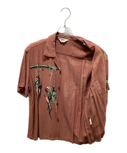 Star OF HOLLYWOOD（スターオブハリウッド）Star OF HOLLYWOOD (スターオブハリウッド) シュランケン ヘッド半袖シャツ ブラウン サイズ:Mの古着・服飾アイテム