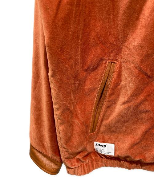 Schott（ショット）Schott (ショット) LEATHER COMBI SOUVENIR JACKET　レザーコンビ スーベニアジャケット  オレンジ サイズ:Mの古着・服飾アイテム