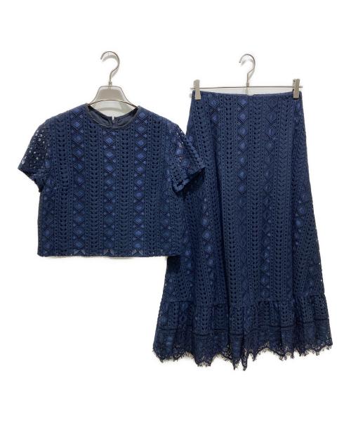 Mila Owen（ミラオーウェン）Mila Owen (ミラオーウェン) 短丈レースSETUPTOP ネイビー サイズ:Fの古着・服飾アイテム