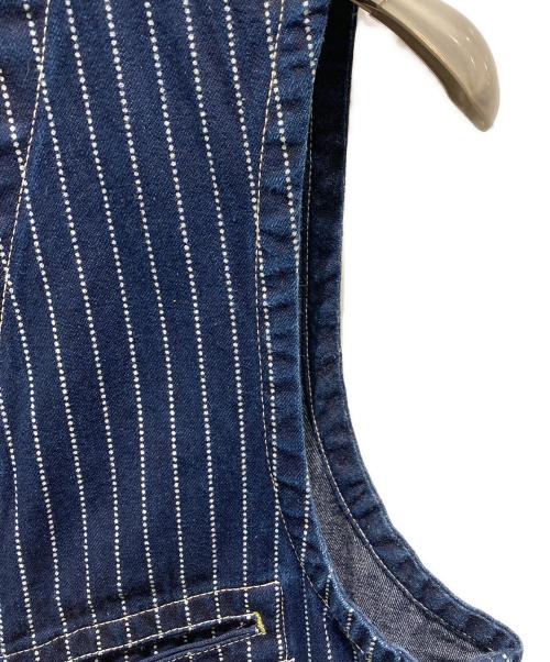 SUGAR CANE（シュガーケーン）SUGAR CANE (シュガーケーン) STRIPE WORK VEST ブルー サイズ:38の古着・服飾アイテム