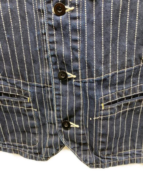 SUGAR CANE（シュガーケーン）SUGAR CANE (シュガーケーン) STRIPE WORK VEST ブルー サイズ:38の古着・服飾アイテム