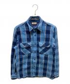 SUGAR CANEシュガーケーン）の古着「インディゴフランネルチェックシャツ」｜ブルー