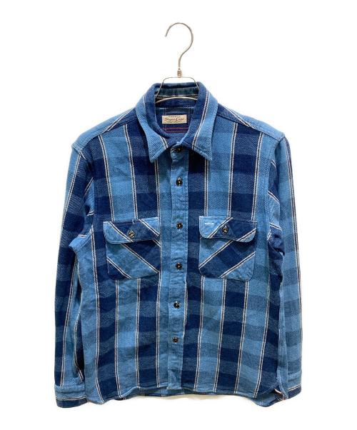 SUGAR CANE（シュガーケーン）SUGAR CANE (シュガーケーン) インディゴフランネルチェックシャツ ブルー サイズ:Mの古着・服飾アイテム
