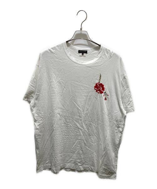 COMME des GARCONS HOMME PLUS（コムデギャルソンオムプリュス）COMME des GARCONS HOMME PLUS (コムデギャルソンオムプリュス) フラワーエンブロイダリーTシャツ ホワイト サイズ:Mの古着・服飾アイテム