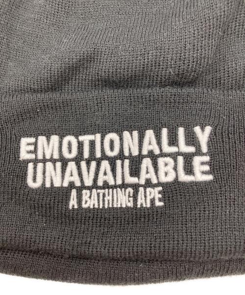 BAPE BY A BATHING APE（ベイプバイアベイシングエイプ）BAPE BY A BATHING APE (ベイプバイアベイシングエイプ) EMOTIONALLY UNAVAILABLE (エモーショナリー・アンアベイラブル) EU MILO BEANIE ブラック 未使用品の古着・服飾アイテム