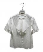 UNITED ARROWSユナイテッドアローズ）の古着「フロントフリル ショートスリーブ ブラウス」｜ホワイト