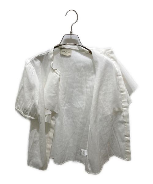 UNITED ARROWS（ユナイテッドアローズ）UNITED ARROWS (ユナイテッドアローズ) フロントフリル ショートスリーブ ブラウス ホワイト サイズ:記載無しの為実寸参照の古着・服飾アイテム