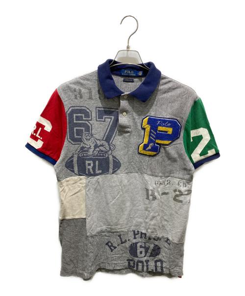 POLO RALPH LAUREN（ポロ・ラルフローレン）POLO RALPH LAUREN (ポロ・ラルフローレン) パッチワークデザインポロシャツ グレー サイズ:Ｌの古着・服飾アイテム