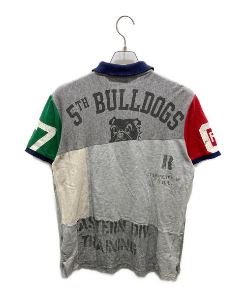POLO RALPH LAUREN（ポロ・ラルフローレン）POLO RALPH LAUREN (ポロ・ラルフローレン) パッチワークデザインポロシャツ グレー サイズ:Ｌの古着・服飾アイテム