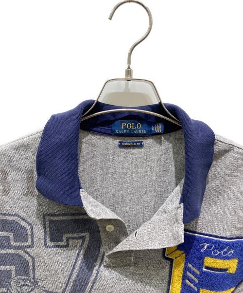 POLO RALPH LAUREN（ポロ・ラルフローレン）POLO RALPH LAUREN (ポロ・ラルフローレン) パッチワークデザインポロシャツ グレー サイズ:Ｌの古着・服飾アイテム