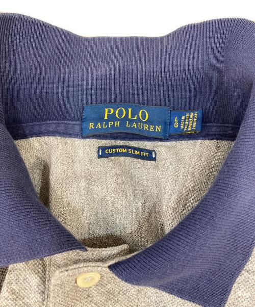 POLO RALPH LAUREN（ポロ・ラルフローレン）POLO RALPH LAUREN (ポロ・ラルフローレン) パッチワークデザインポロシャツ グレー サイズ:Ｌの古着・服飾アイテム