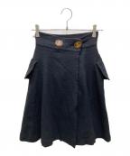 Vivienne Westwood RED LABELヴィヴィアンウエストウッドレッドレーベル）の古着「2WAY orb button wool poncho wrap skirt」｜ブラック