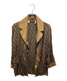 FENDI（フェンディ）の古着「ズッカ柄ボタンレスジャケット」｜ブラウン