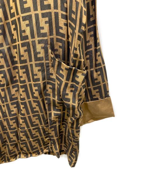 FENDI（フェンディ）FENDI (フェンディ) ズッカ柄ボタンレスジャケット ブラウン サイズ:記載無しの為実寸参照の古着・服飾アイテム