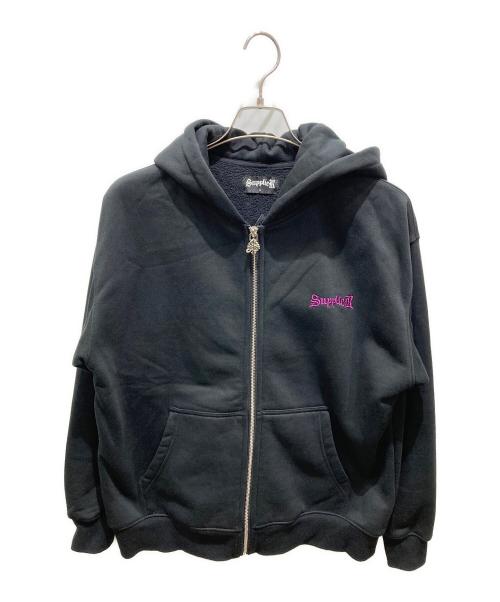 SUPPLIER（サプライヤー）SUPPLIER (サプライヤー) Outline Cross Zip Hoodie ブラック サイズ:Sの古着・服飾アイテム